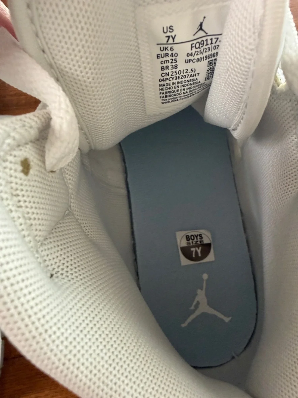 Nike Air Jordan 1 Mid - White & Light Blue with Iridescent Swoosh - Picture 2 of 4